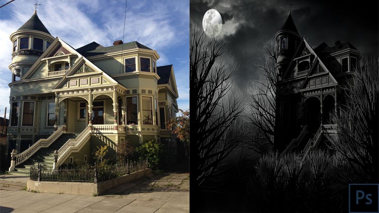 Read more about the article Photoshop CC: Create a Spooky Haunted-House in one hour