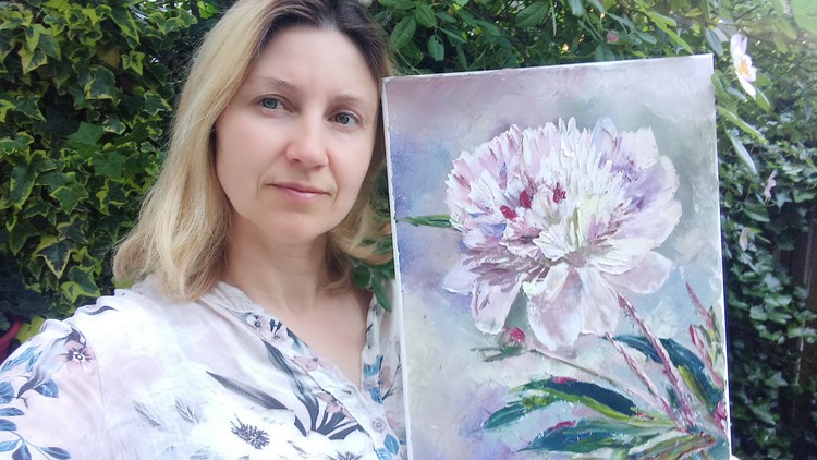 Read more about the article Floral painting – Palette knife – Peony – Painting with oils
