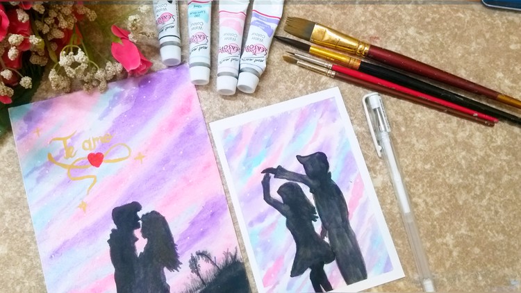 Read more about the article Cotton candy sky with silhouette painting using watercolors