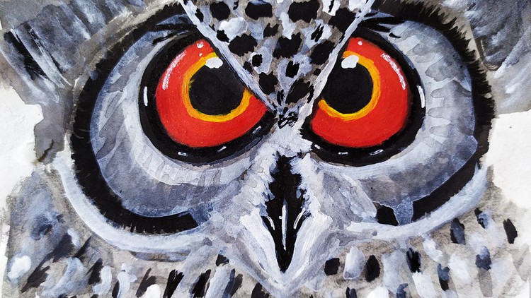 Read more about the article How to make an owl bird painting with acrylic and watercolor