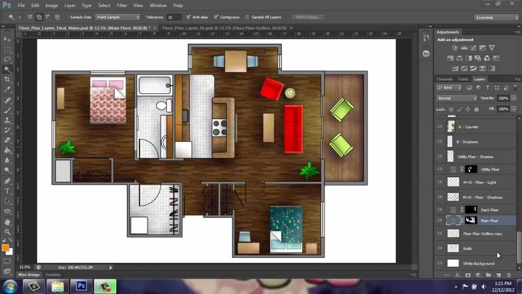 LEARN HOW TO RENDER AUTOCAD 2D PLAN IN PHOTOSHOP