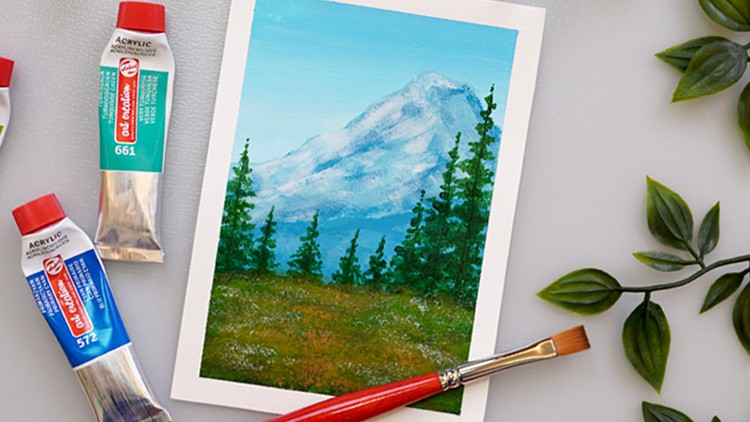 Acrylic Painting: Mountain landscape for beginners