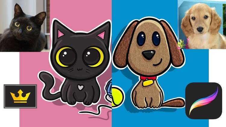 Read more about the article Drawing Cute Pets in Procreate | Kitten and Puppy