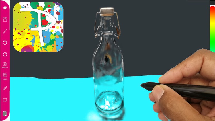 Draw a photo realistic Ikea glass jar using Paintology