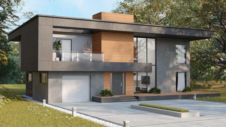 Build a modern villa with accurate measurements in Blender