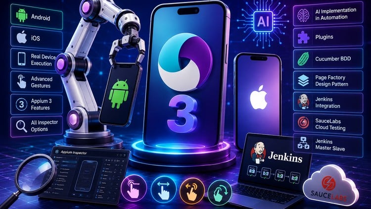 Appium 3 Mobile Automation with AI – Android & iOS