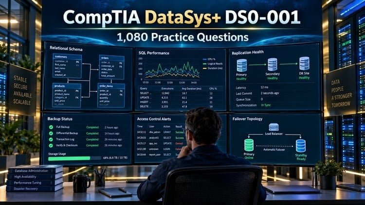 CompTIA DataSys+ DS0-001: 1,080 Practice Questions