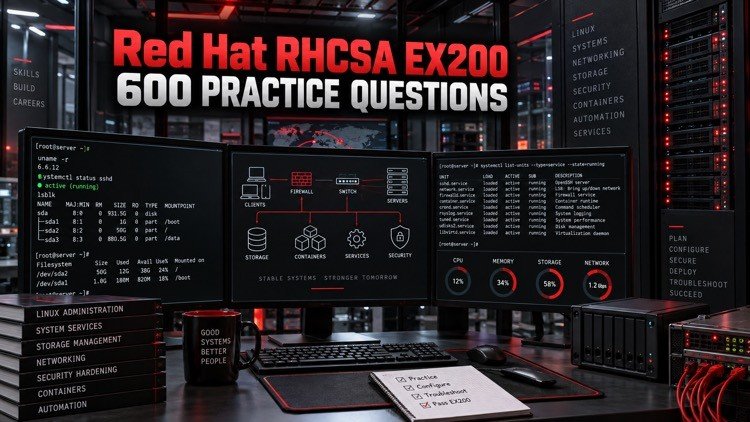 Red Hat RHCSA EX200 Practice Exams: 600 Questions